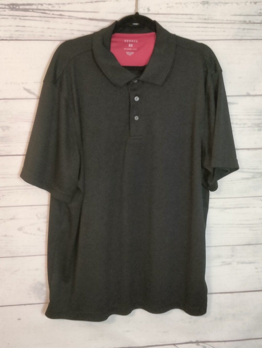 George Men's Black Polo with Contrasting Red Neck